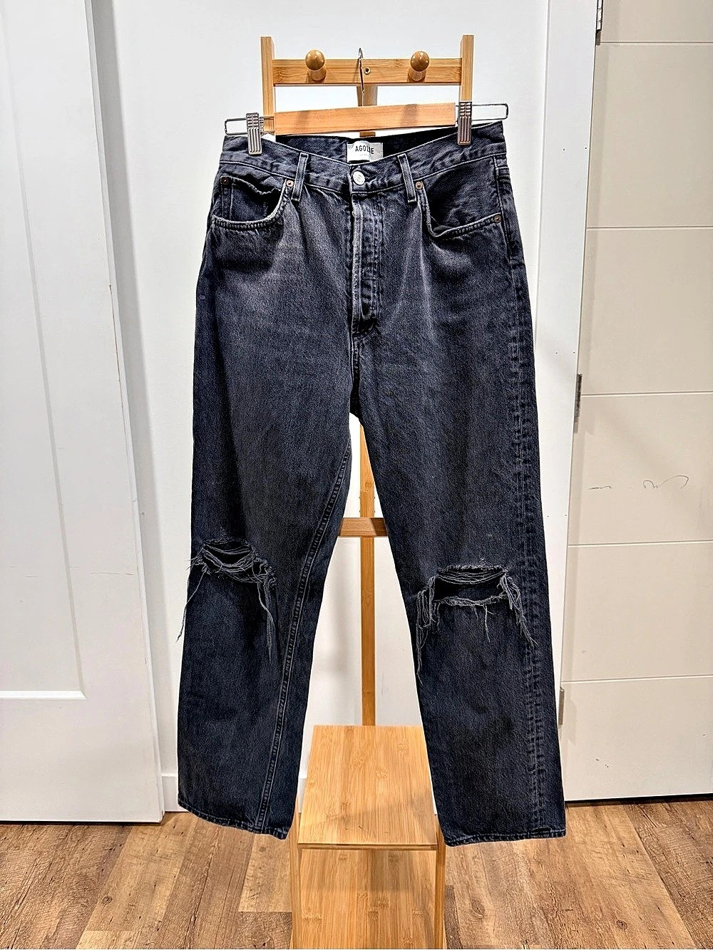 AGOLDE 90's Pinch Waist High Rise Straight Leg Jeans Black Waist 29